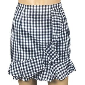 NUDE 100% Cotton Black and White Gingham Mini Skirt with front pleats Small EUC